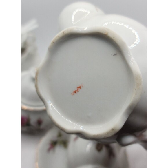 Royal Sealy Moss Rose China Mini Teapot, Creamer & Sugar w/Lid Made in Japan - Picture 9 of 16